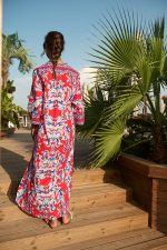 Φόρεμα Παραλίας Red Coral Print "Noemi"