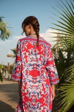 Φόρεμα Παραλίας Red Coral Print "Noemi"