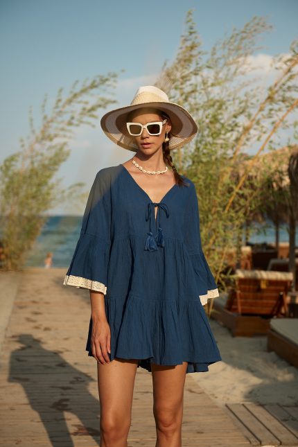 Boho Mini Μπλε Φόρεμα "Elena"