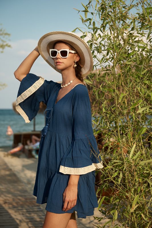 Boho Mini Μπλε Φόρεμα "Elena"