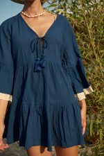 Boho Mini Μπλε Φόρεμα "Elena"
